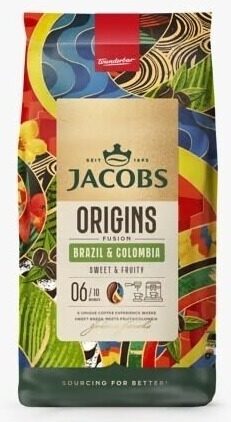 Kafijas pupiņas JACOBS ORIGINS Brazil&Colombia 1kg
